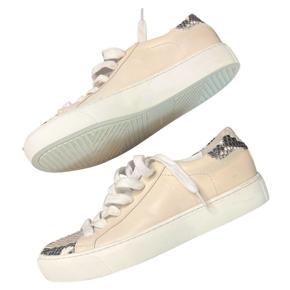 Veronica Beard Natural Python Ivory Leather Sneak… - image 3